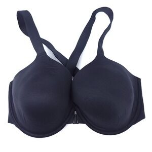 Spanx Lightly Lined Racerback Bra Black Underwire Front Clasp Size 38DD